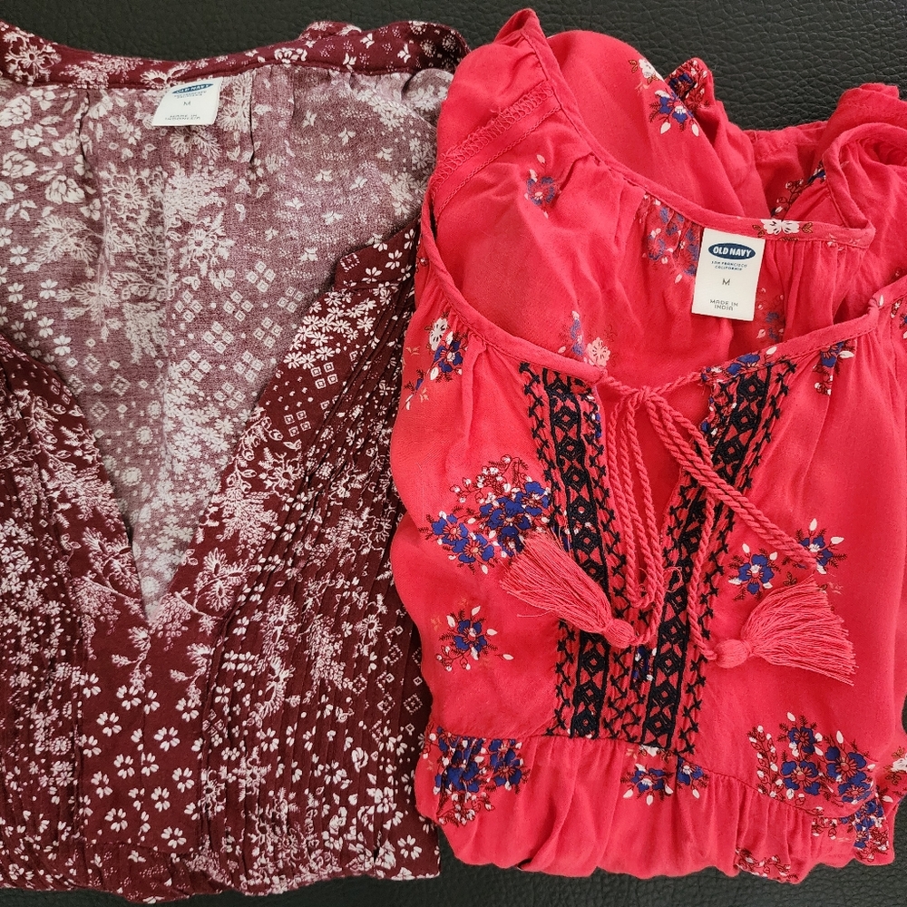 2 Old Navy (Red And Maroon) Blouses, Size Medium